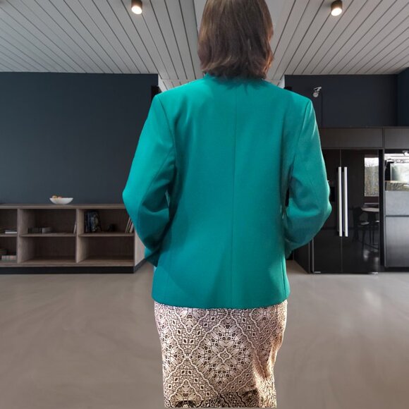 Pykettes Women's Career Blazer - Green - Vintage Made in USA - Size 16 - Picture 4 of 7